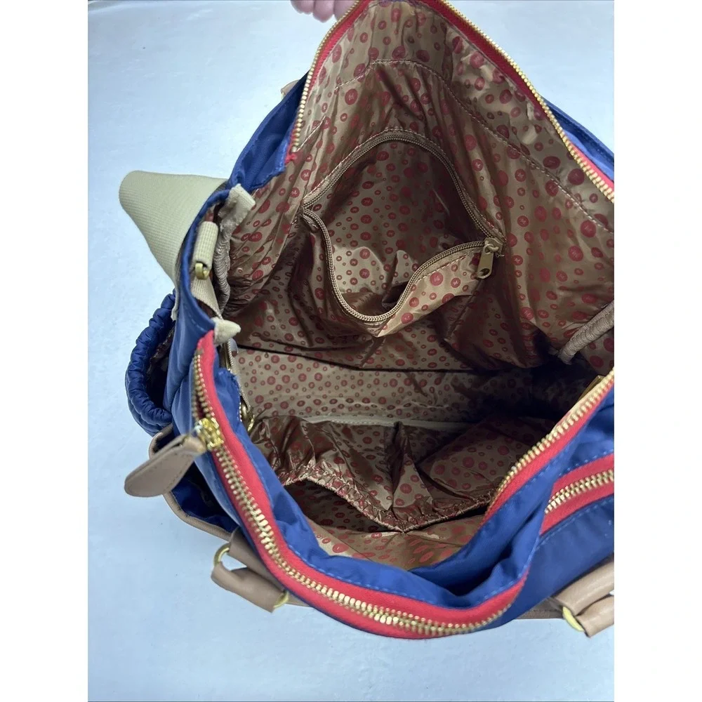 Maman New York Diaper Bag Navy Blue/ Beige Quilted Shoulder Bag Messenger Look